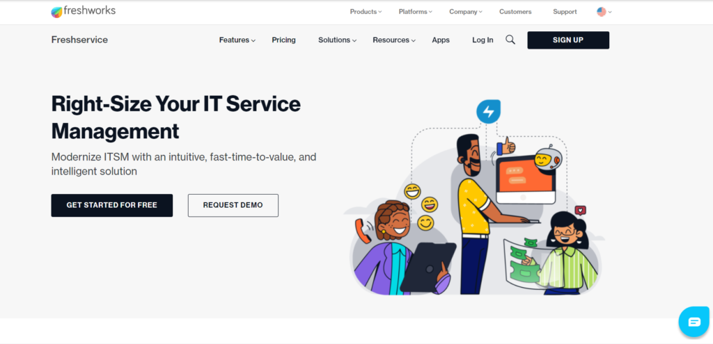 Página de inicio de Freshservice