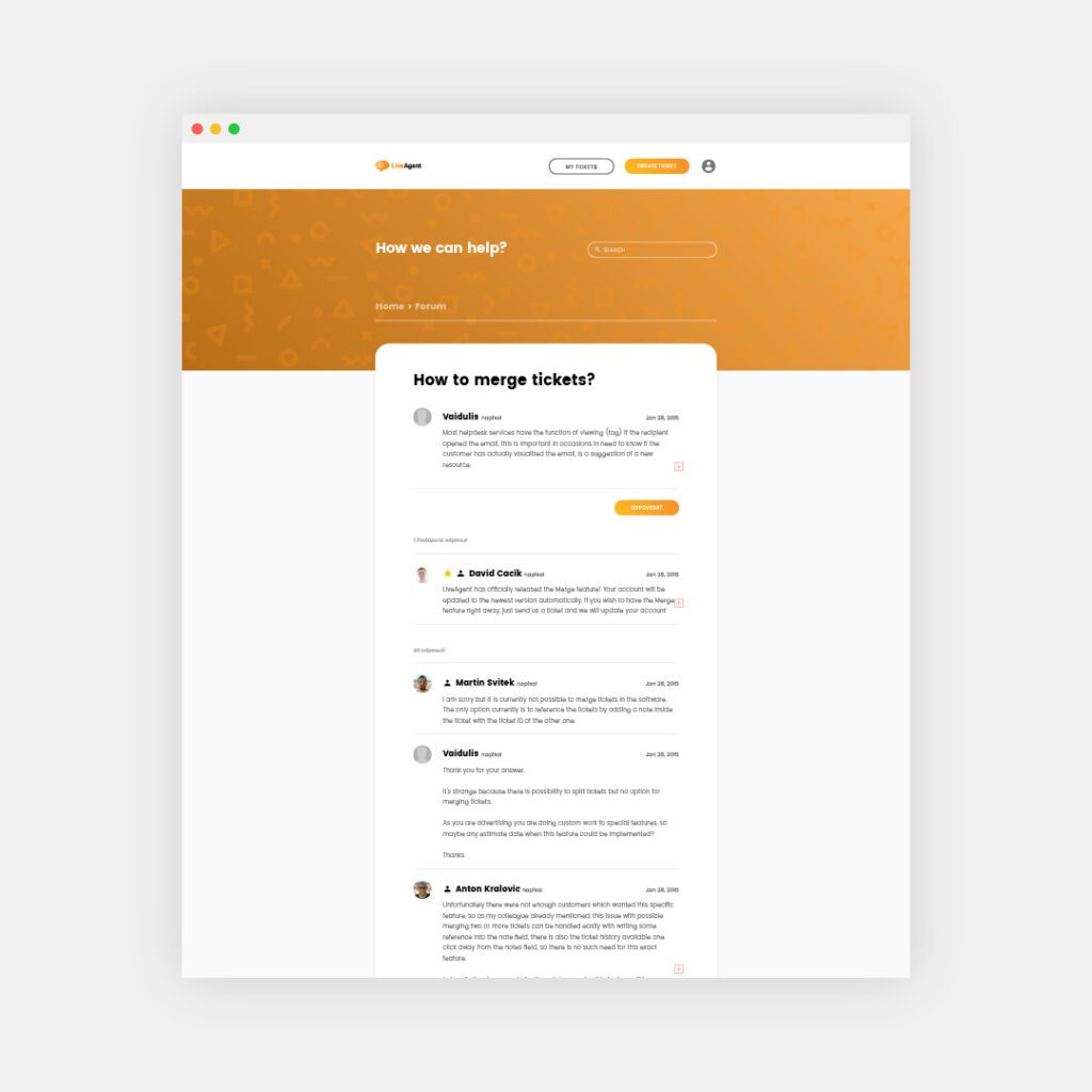 LiveAgent forum mockup