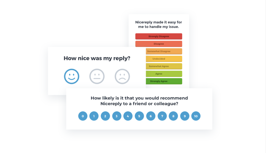 Tres diferentes tipos de formatos de encuesta nicereply