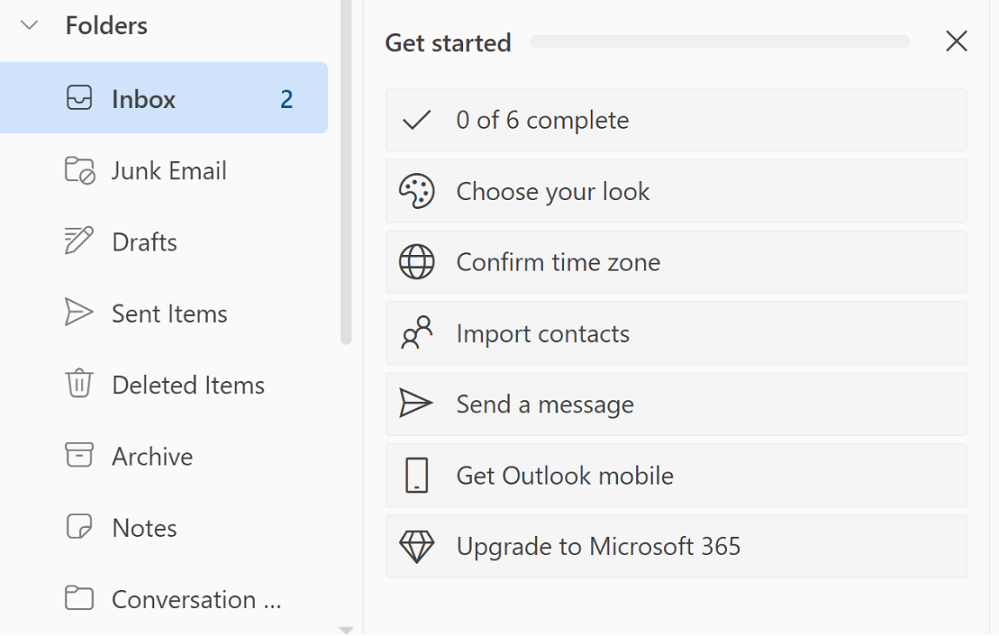 Microsoft365 - guía de inicio en la aplicación web de Outlook.
