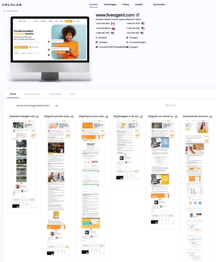 Auditoría de capturas de pantalla del sitio web