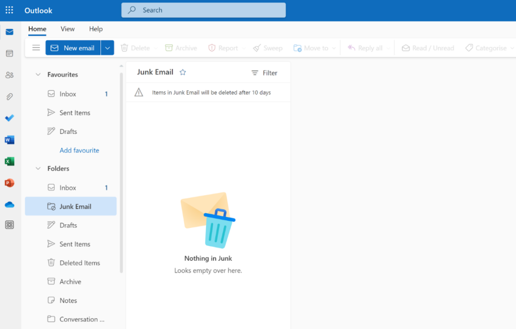 Microsoft365 - carpeta de correo no deseado.