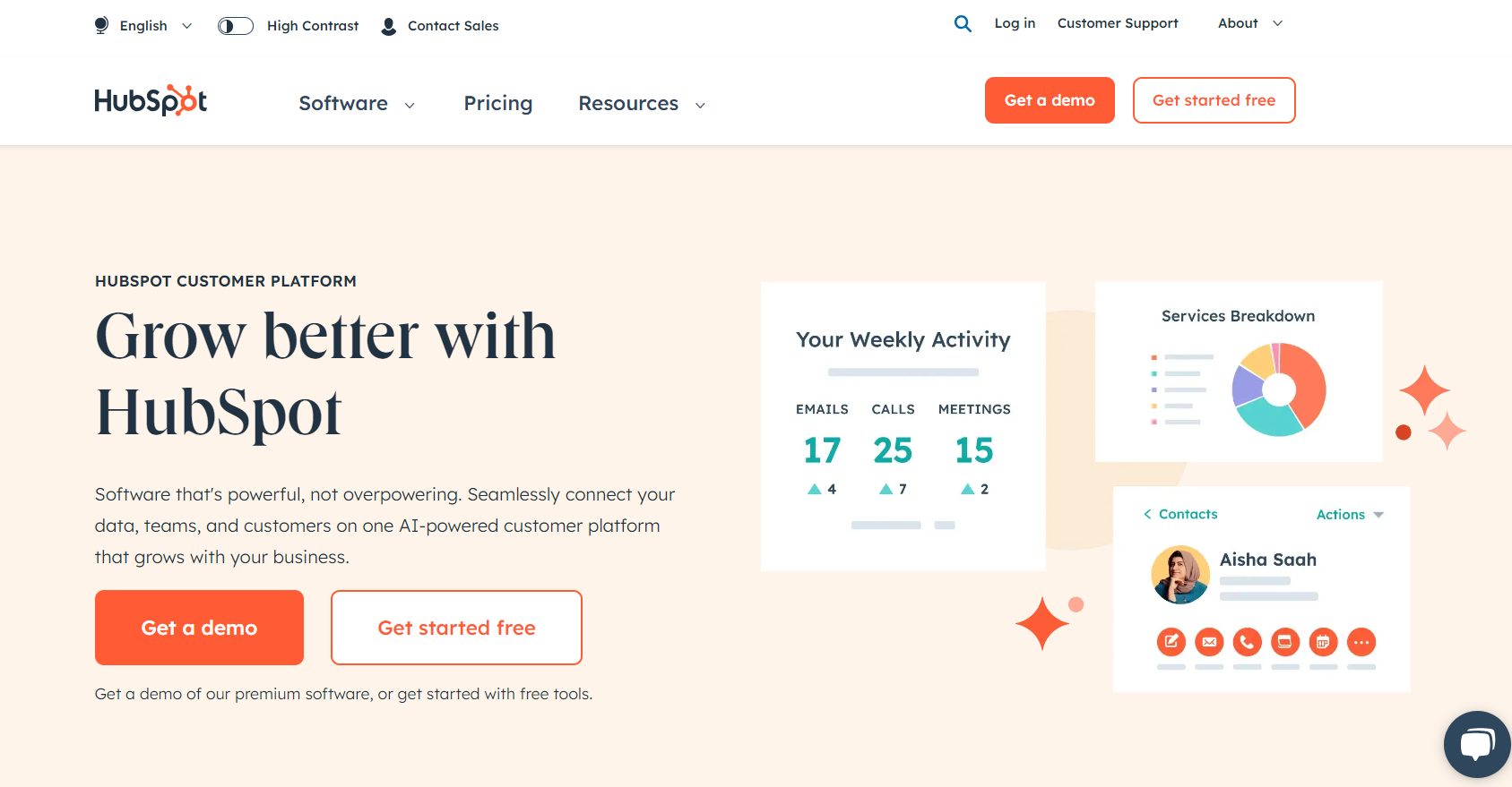 Página de inicio de Hubspot