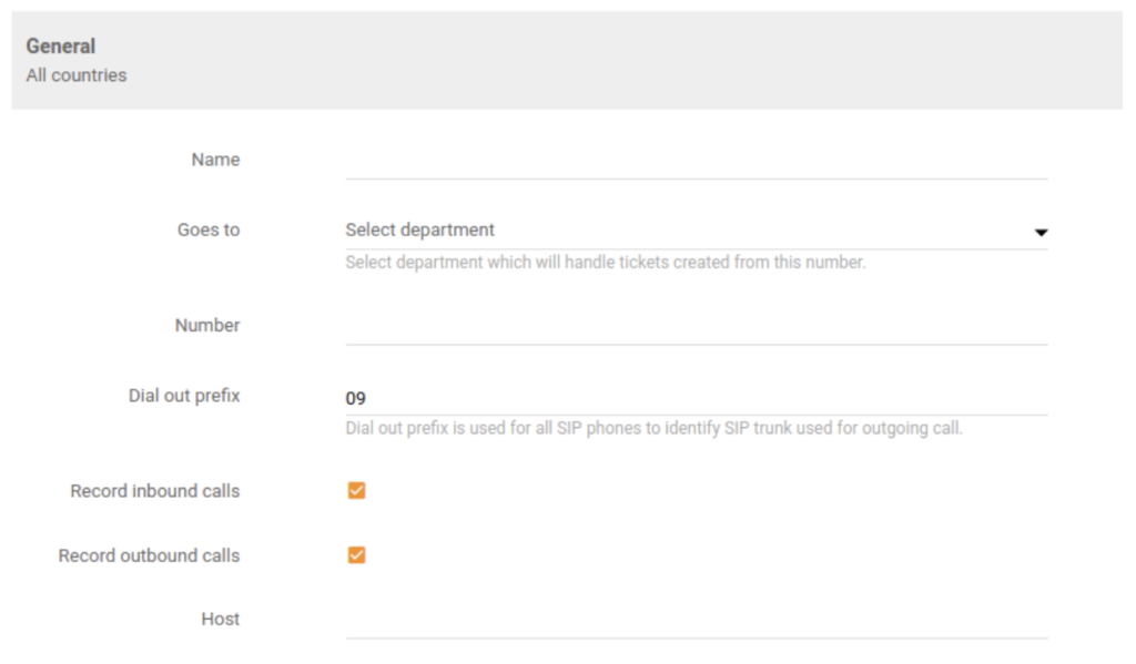 Opciones de grabación de llamadas entrantes, salientes o combinadas en LiveAgent