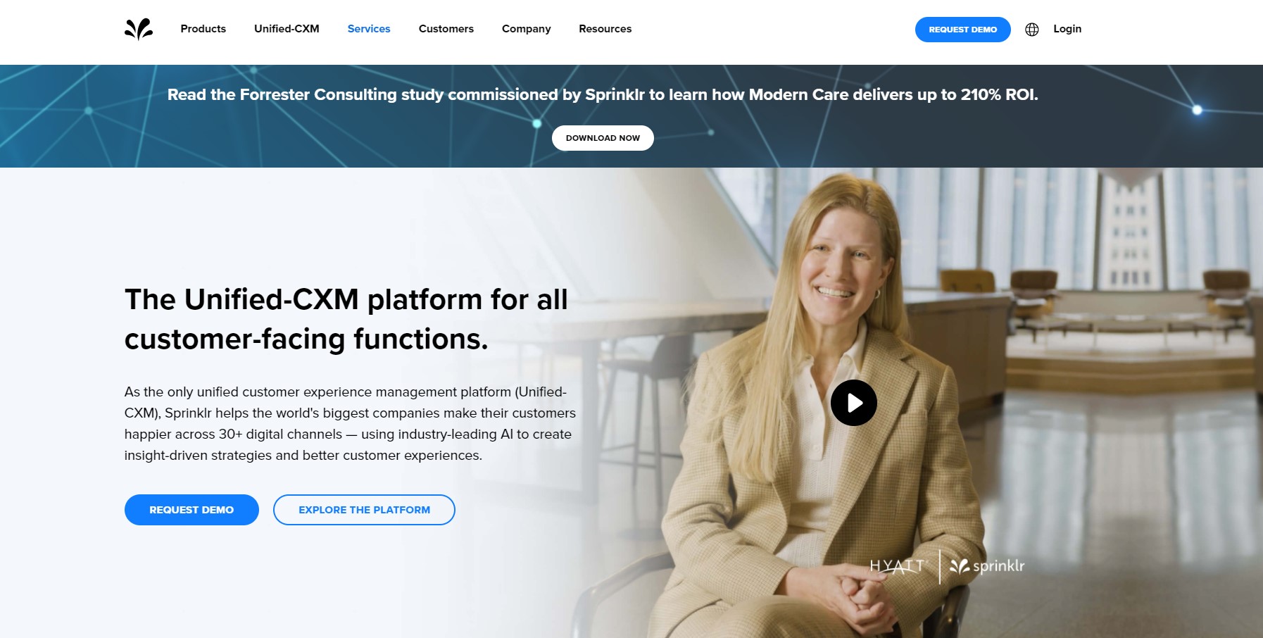 Página de inicio de Sprinklr