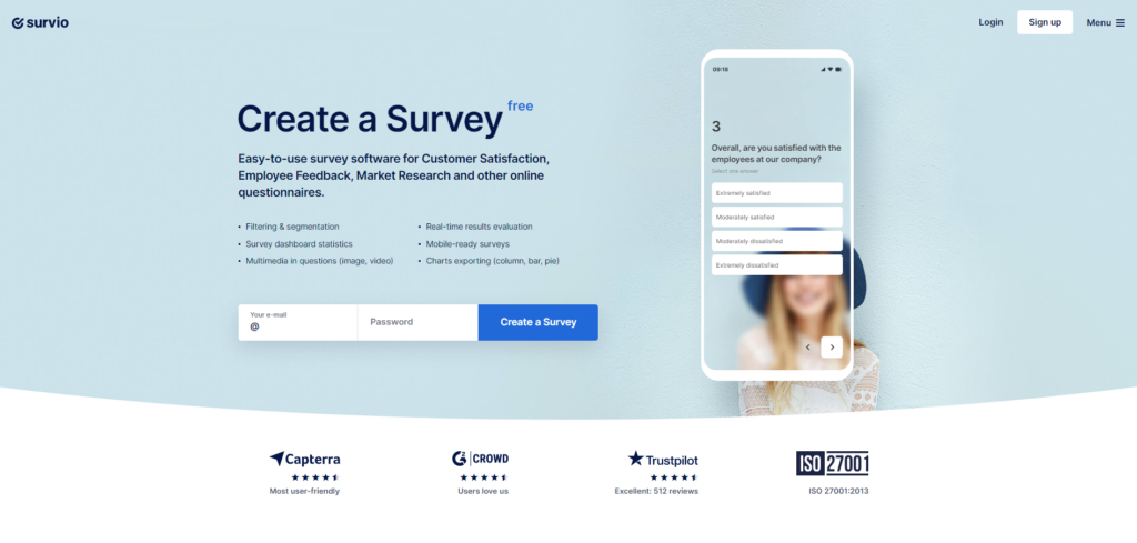 Página de inicio de Survio