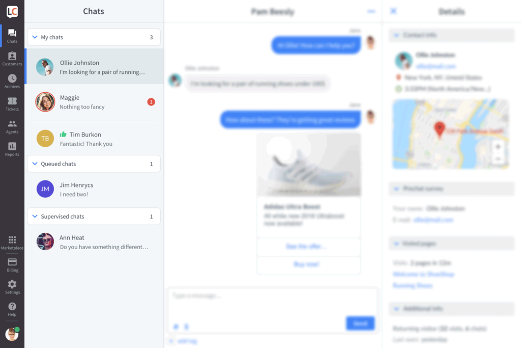 livechat - chat en tiempo real en curso