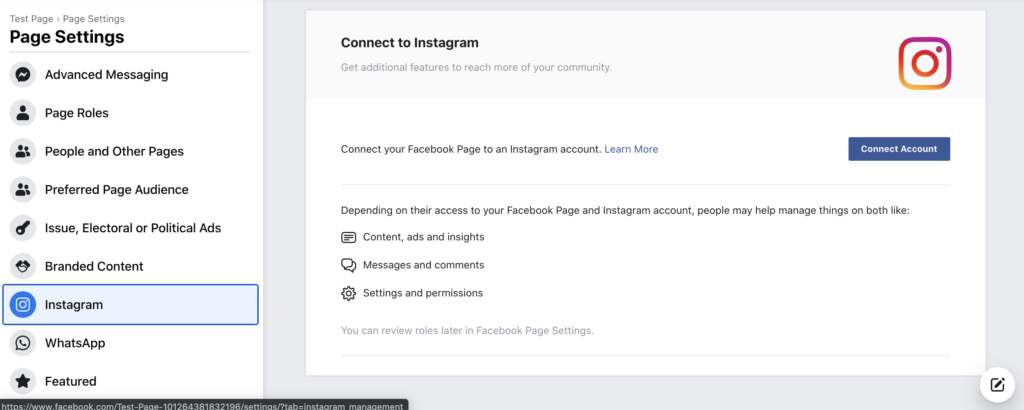 Configuración de Instagram en Facebook, conectando una página de Instagram a tu página de Facebook