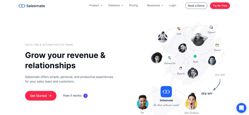 salesmate-homepage Página de inicio de Salesmate