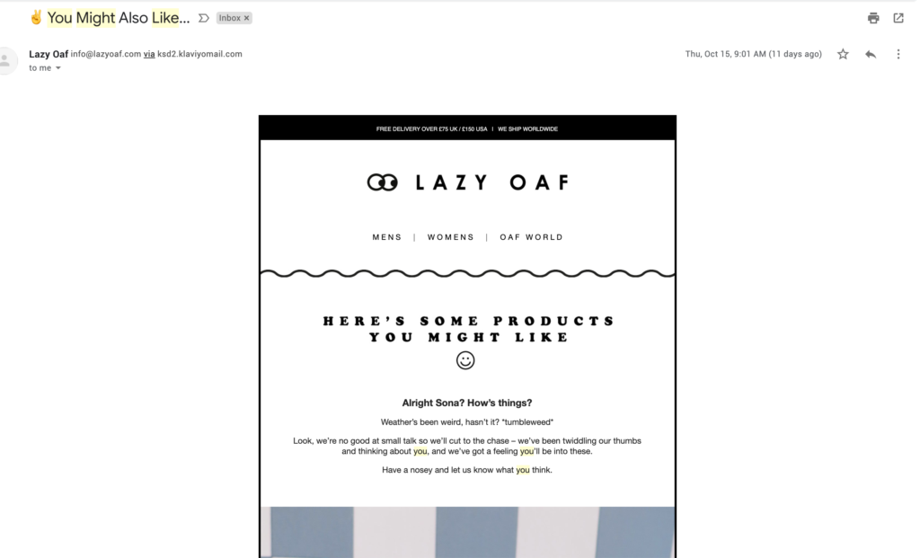 Ventas cruzadas de Lazy Oaf
