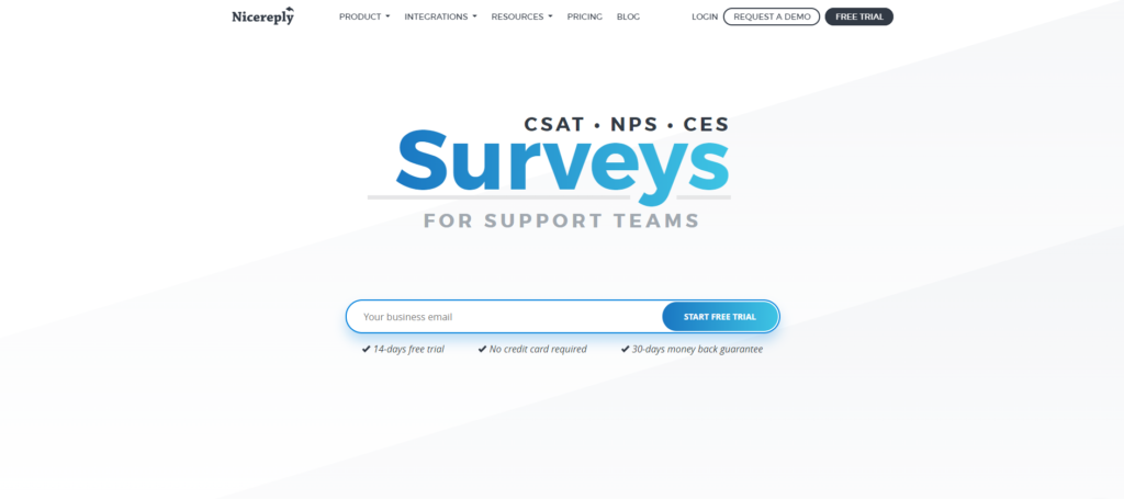 Página de inicio de Nicereply
