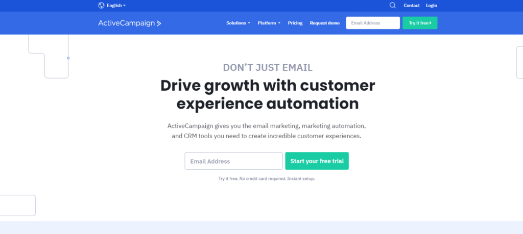 Página de inicio de ActiveCampaign