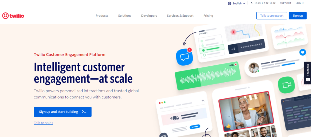 Página principal de Twilio