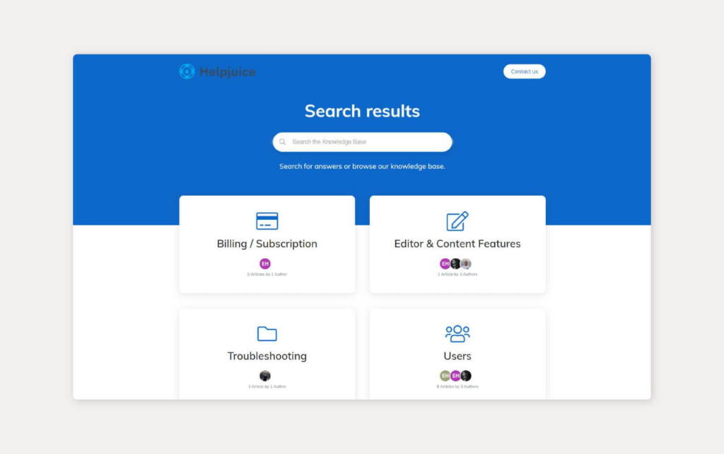 Sistema de base de conocimientos HelpJuice en uso