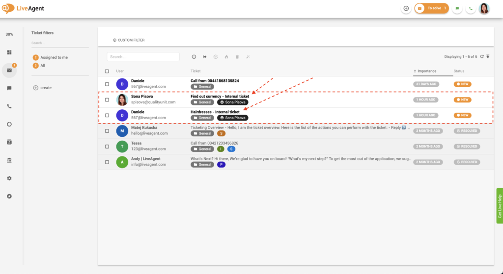 Ticket interno en help desk