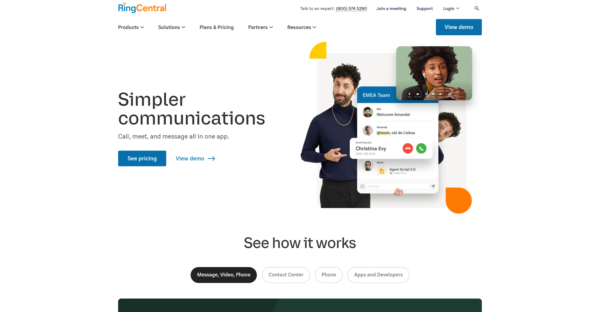 Software de Ringcentral Call Center homepage