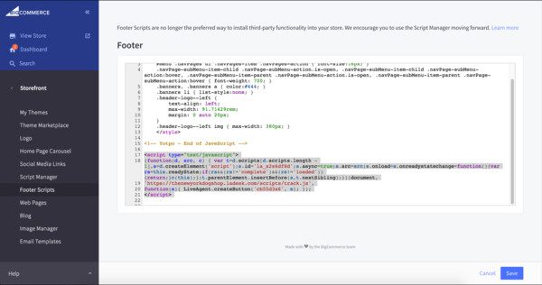 Bigcommerce-liveagent-integración Integración de Bigcommerce LiveAgent