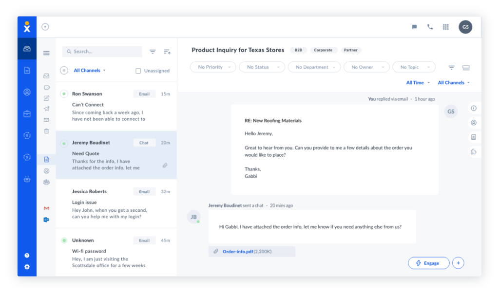 nextiva - ventana de chat en vivo