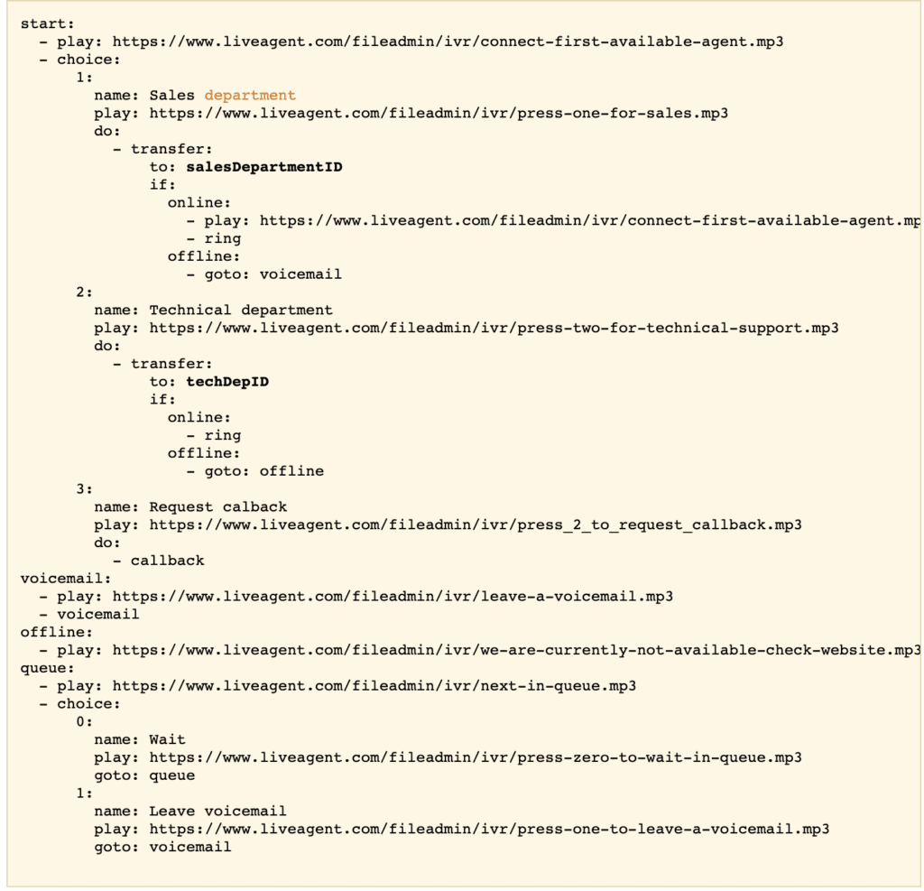 Ejemplo avanzado de script IVR