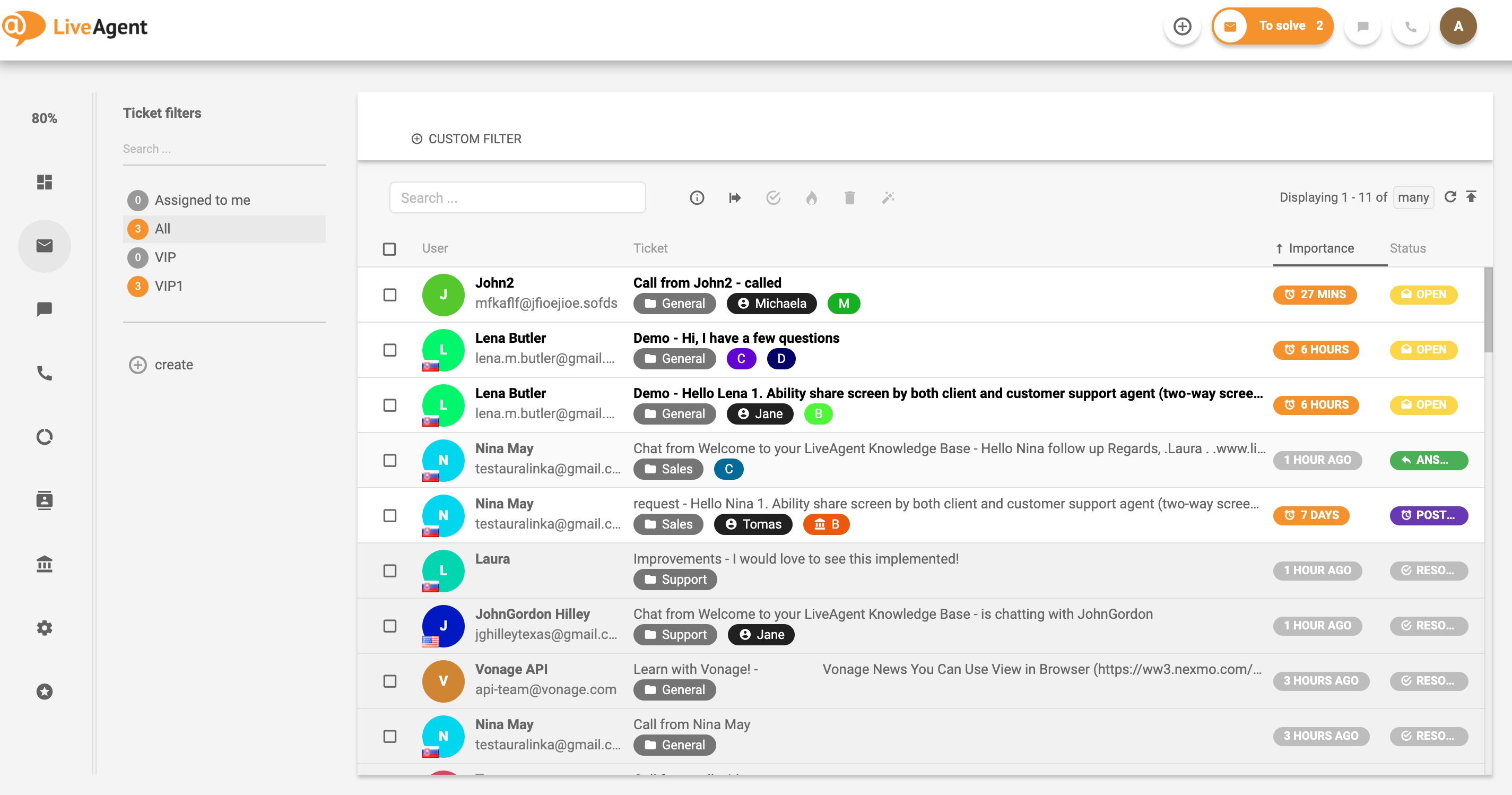 LiveAgent Bandeja de entrada universal - Crear valor para el cliente