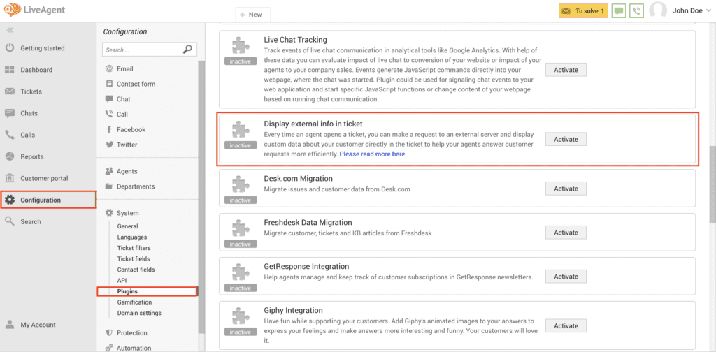 configuración-plugin configuración del plugin