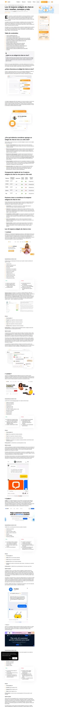 Encuentra el widget de chat en vivo perfecto para tu negocio. Revisa los principales proveedores y descubre las características clave y los beneficios de un potente software de chat en vivo.