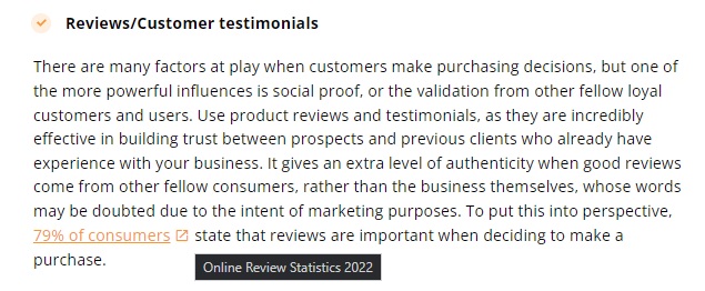 Ejemplo de construcción de enlaces en el artículo de LiveAgent