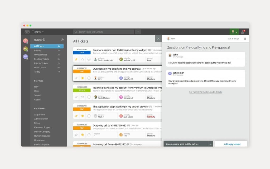 Captura de pantalla de la herramienta de base de conocimiento de HappyFox en uso.