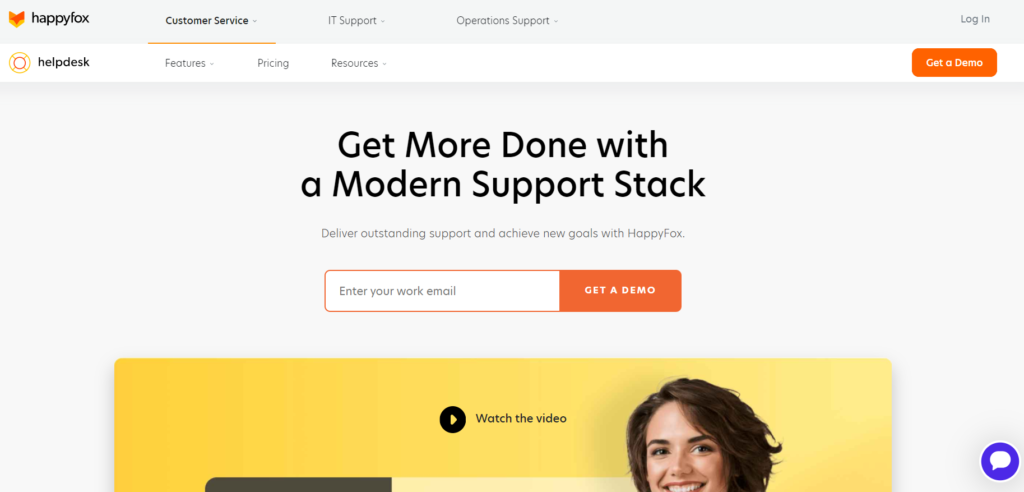 Página de inicio de HappyFox