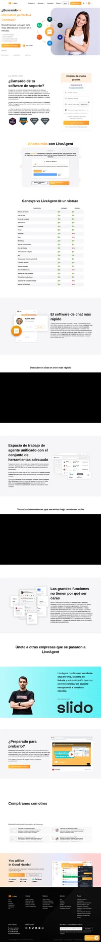 LiveAgent es una solución de soporte técnico que conecta varios canales en una interfaz. Conoce la alternativa Genesys y comienza a obtener beneficios de la industria.