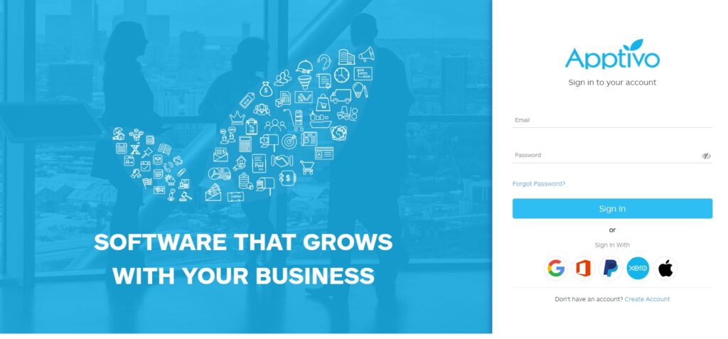 apptivo-homepage Página de inicio de Apptivo