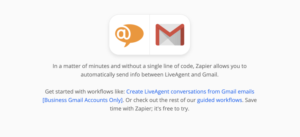 Explicación de la integración de LiveAgent y Gmail en Zapier
