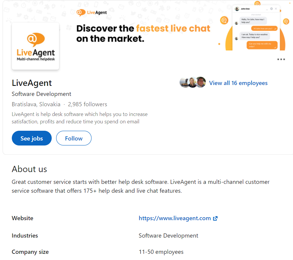 LinkedIn de LiveAgent