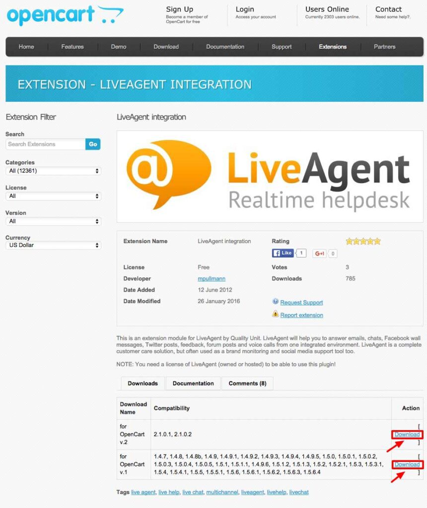 opencart_liveagent-integración integración opencart LiveAgent