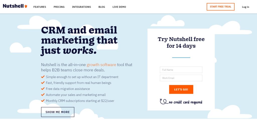 nutshell_homepage Página de inicio de Nutshell