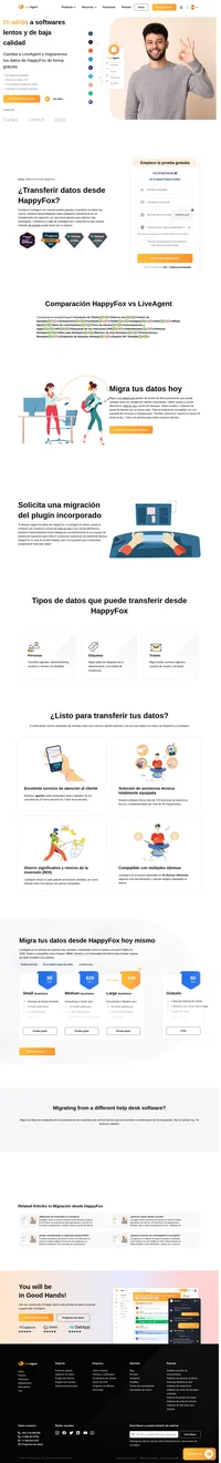 LiveAgent ofrece una migración de datos desde HappyFox gratuita que será completamente ejecutada por nuestro personal de soporte técnico. Transfiere ya tus datos desde HappyFox.