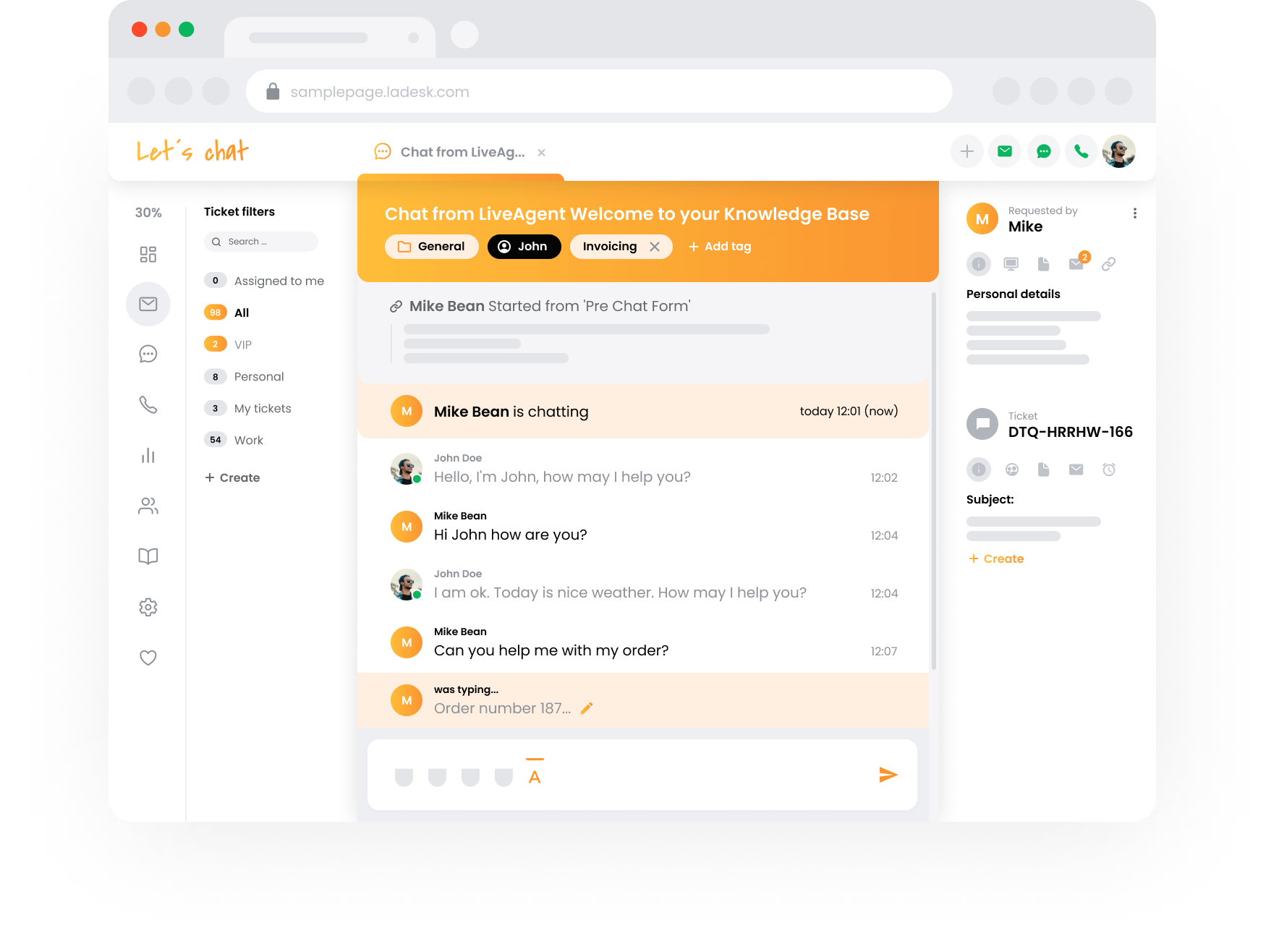 LiveAgent real time typing preview