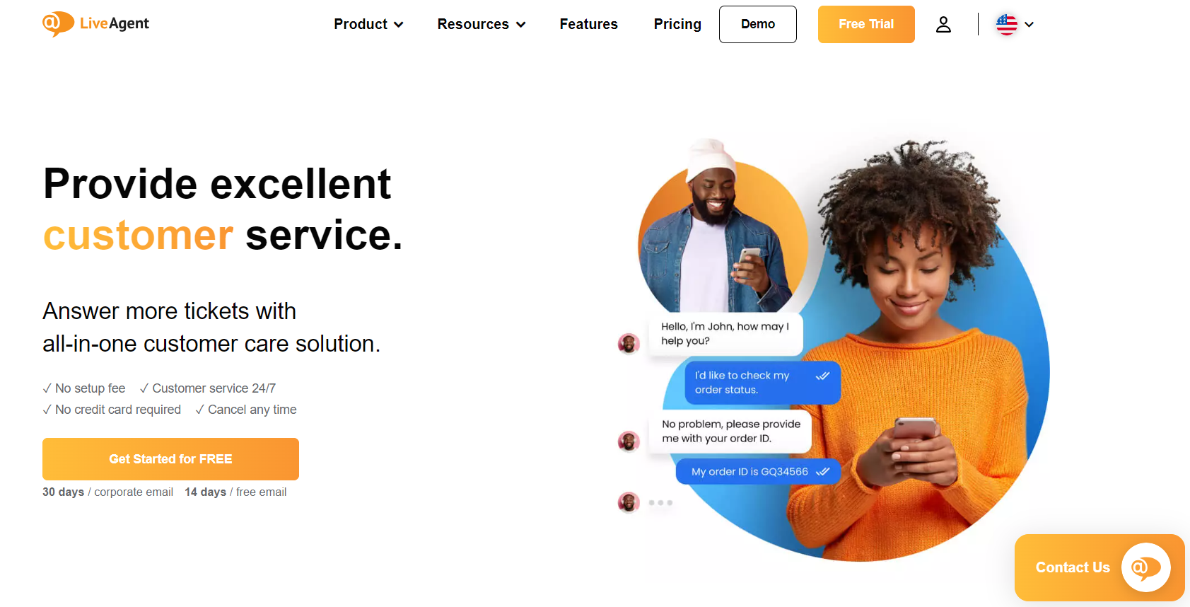 Página de inicio de LiveAgent - software de servicio al cliente para una mejor adquisición y retención de clientes.