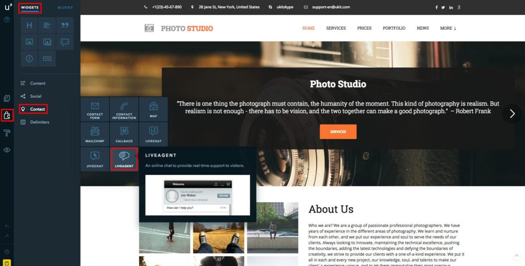 Integración de LiveAgent uKit
