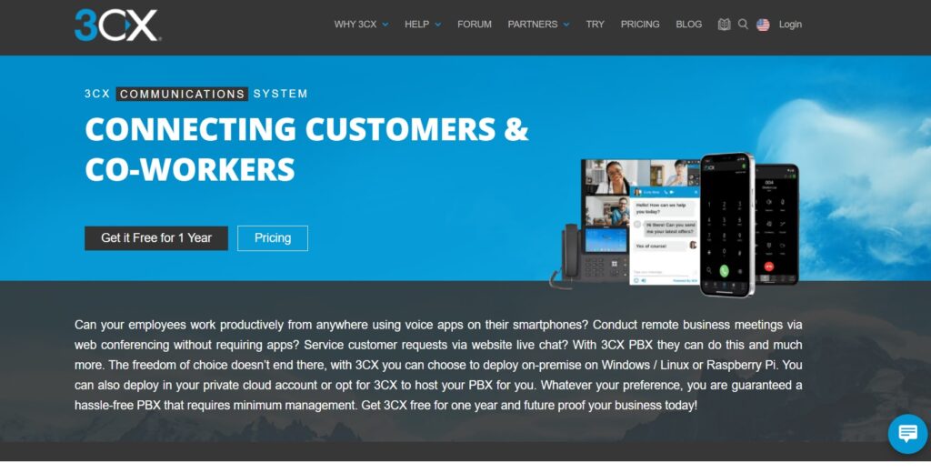 página principal de 3CX