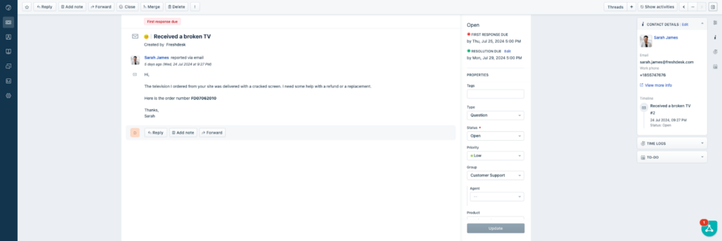 El entorno de tickets de Freshdesk