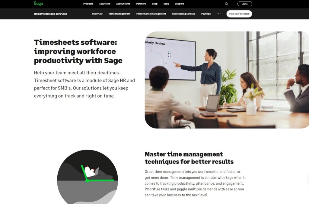 Software de gestión del tiempo de Sage