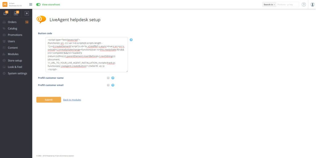 Integración de X-Cart LiveAgent