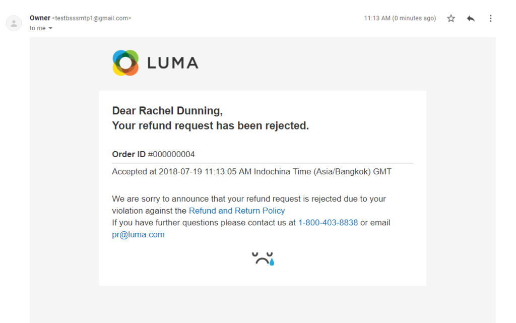 rechazo de solicitud de reembolso