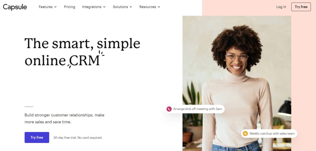 capsulecrm-homepage Página de inicio de Capsule CRM
