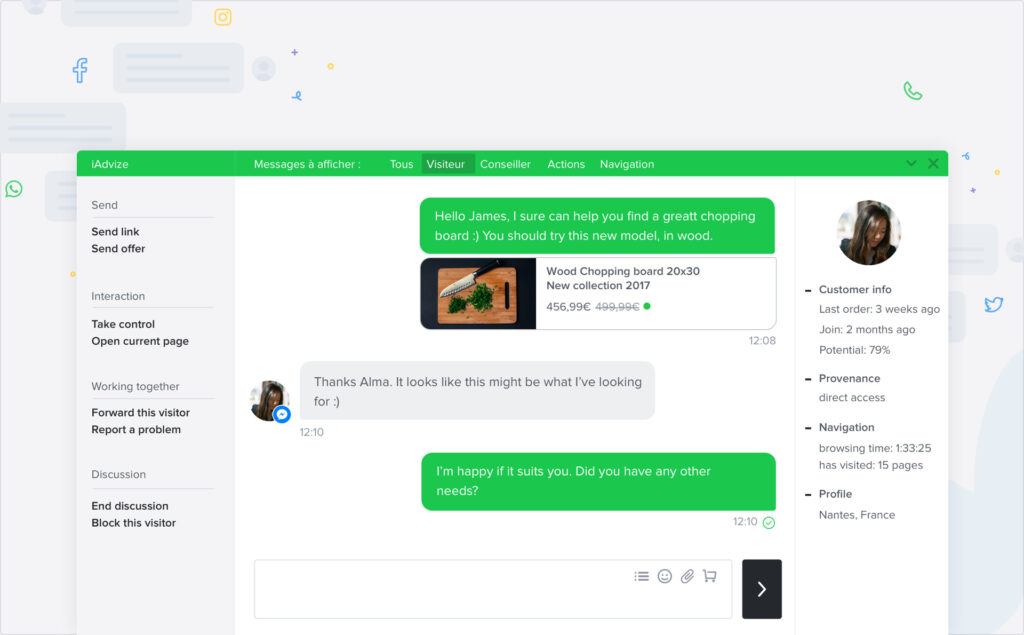 iAdvize - Chat entrante de cliente