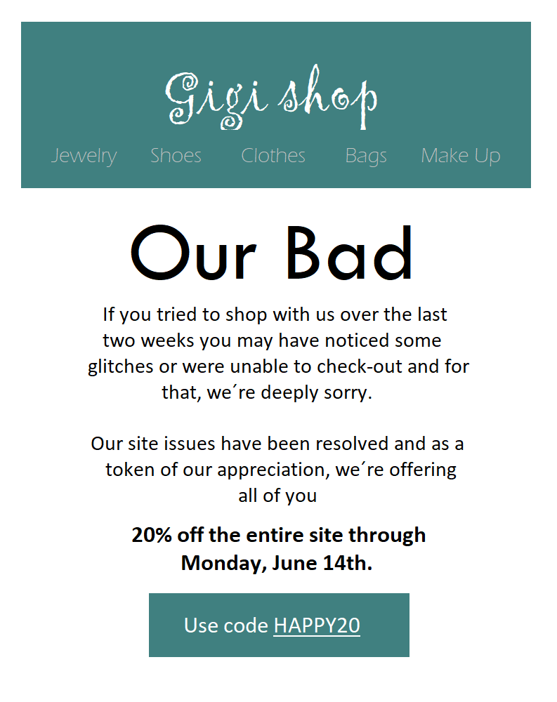 ejemplo de correo electrónico de disculpa