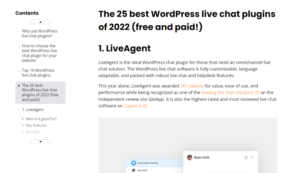 Ejemplo de etiquetas de encabezado