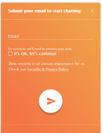 Envía un correo electrónico para empezar a chatear en directo