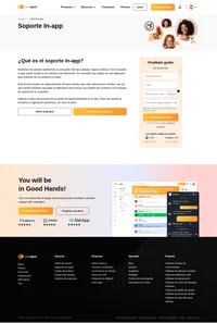 Soporte In-app está provisto de un botón de ayuda localizado en la app. Para más ayuda se contacta un agente de asistencia y se crea un ticket.